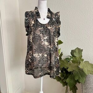 Converse One Star | Boho Floral Ruffle Neck Flutter Sleeve Blouse - Medium